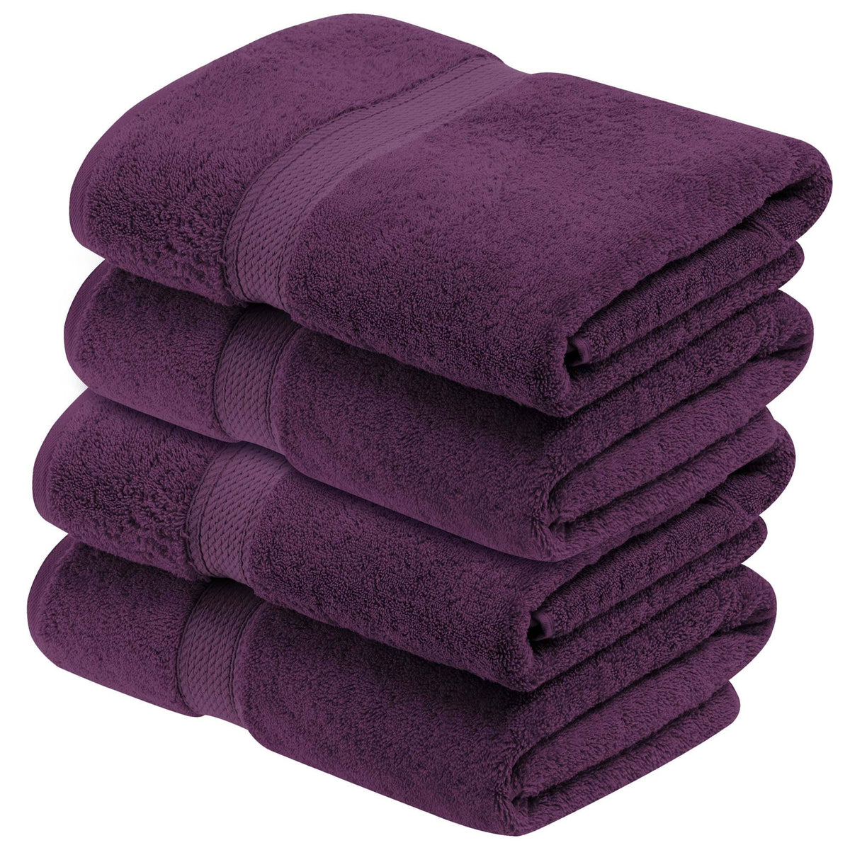 Superior Egyptian Cotton Plush Absorbent 4 - pc Bath Towel Set, Plum
